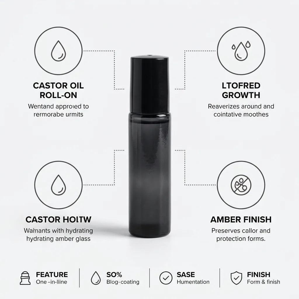 Castor Oil Roll-On Organic Hydrating Amber Glass