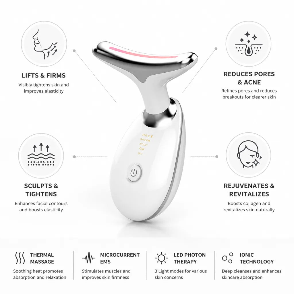Facial Massager Tri-Mode LED EMS & Heat Therapy