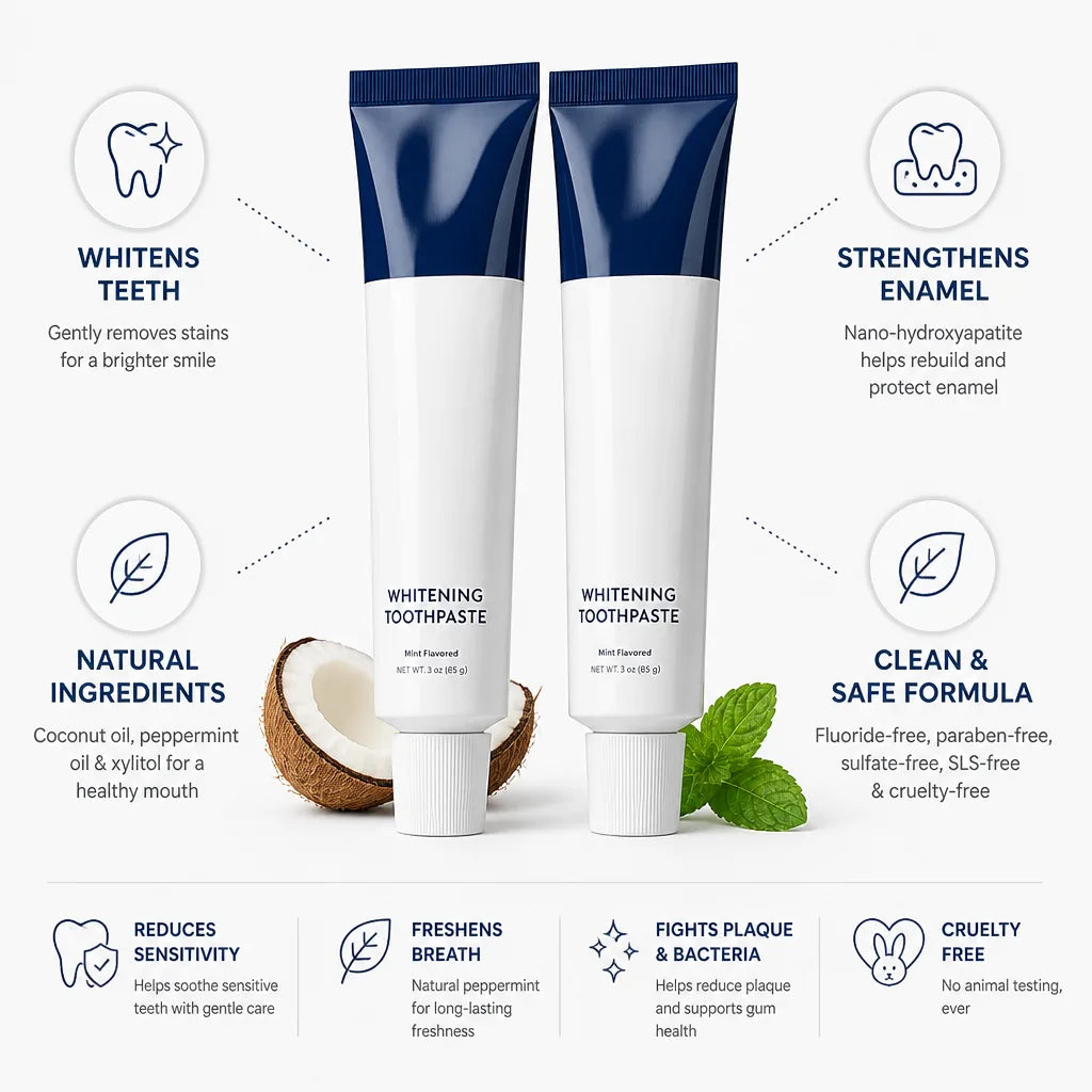 Whitening Toothpaste Fluoride-Free Nano-Hydroxyapatite Coconut & Peppermint