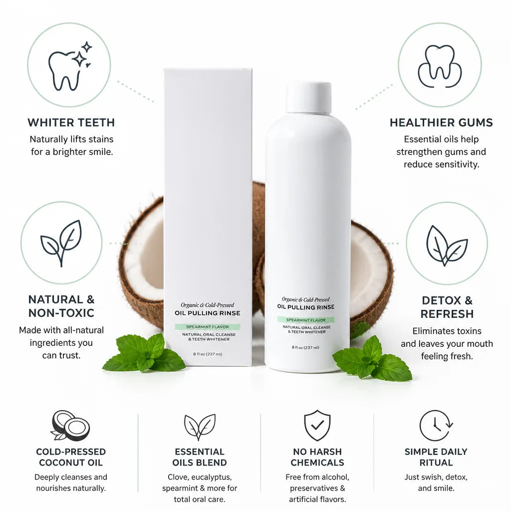 Oil Pulling Rinse Cold-Pressed Coconut Oil & Essential Oils