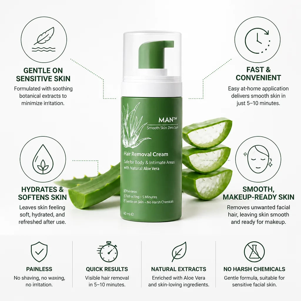Facial Hair Removal Cream Gentle On Sensitive Skin Makeup-Ready