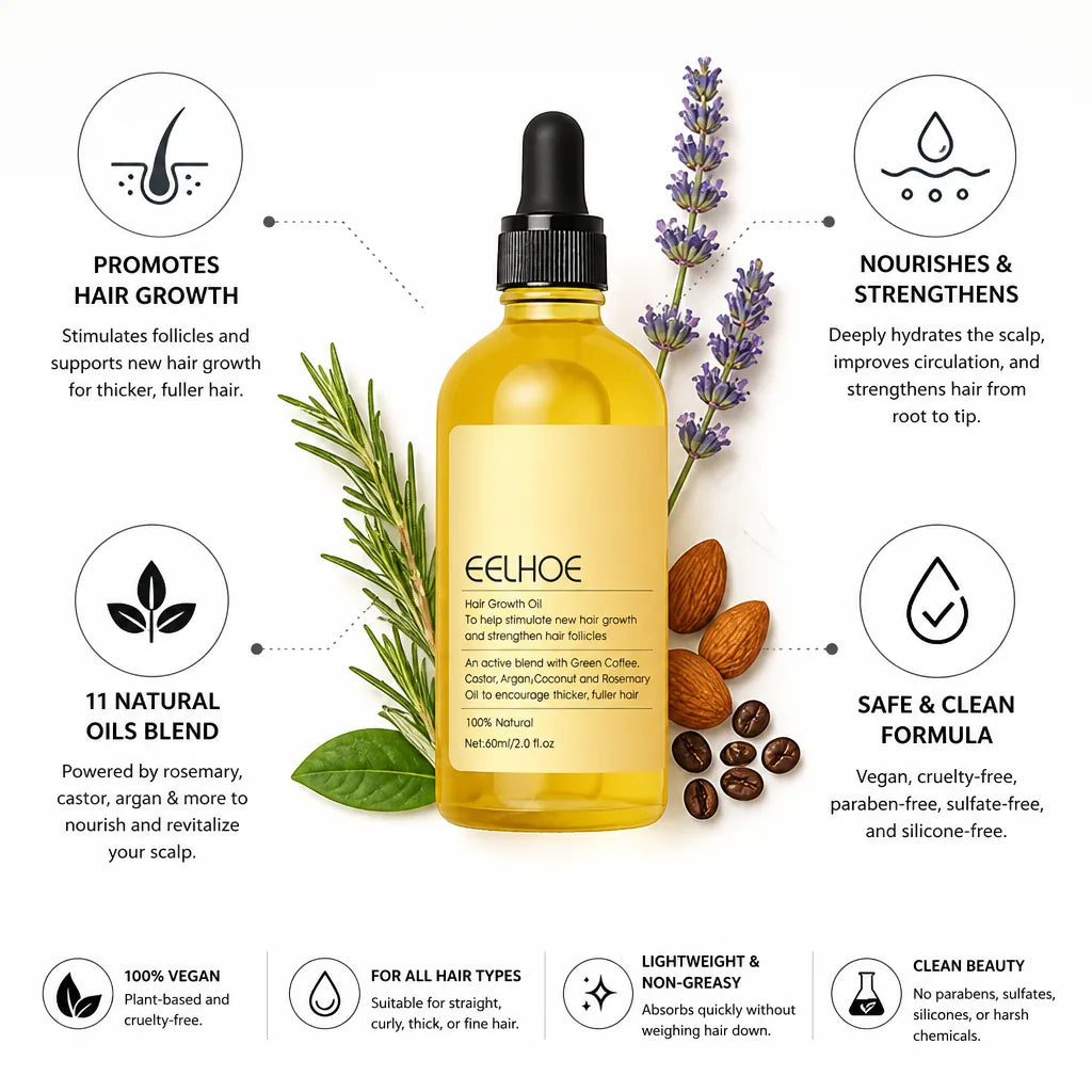 Hair Growth Oil 11 Natural Oils Vegan & Cruelty-Free