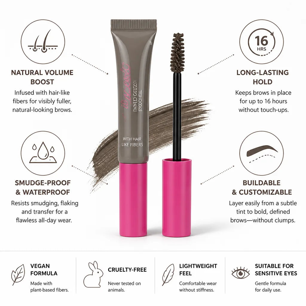 Tinted Eyebrow Gel Smudge-Proof Buildable Hair-Like Fibers