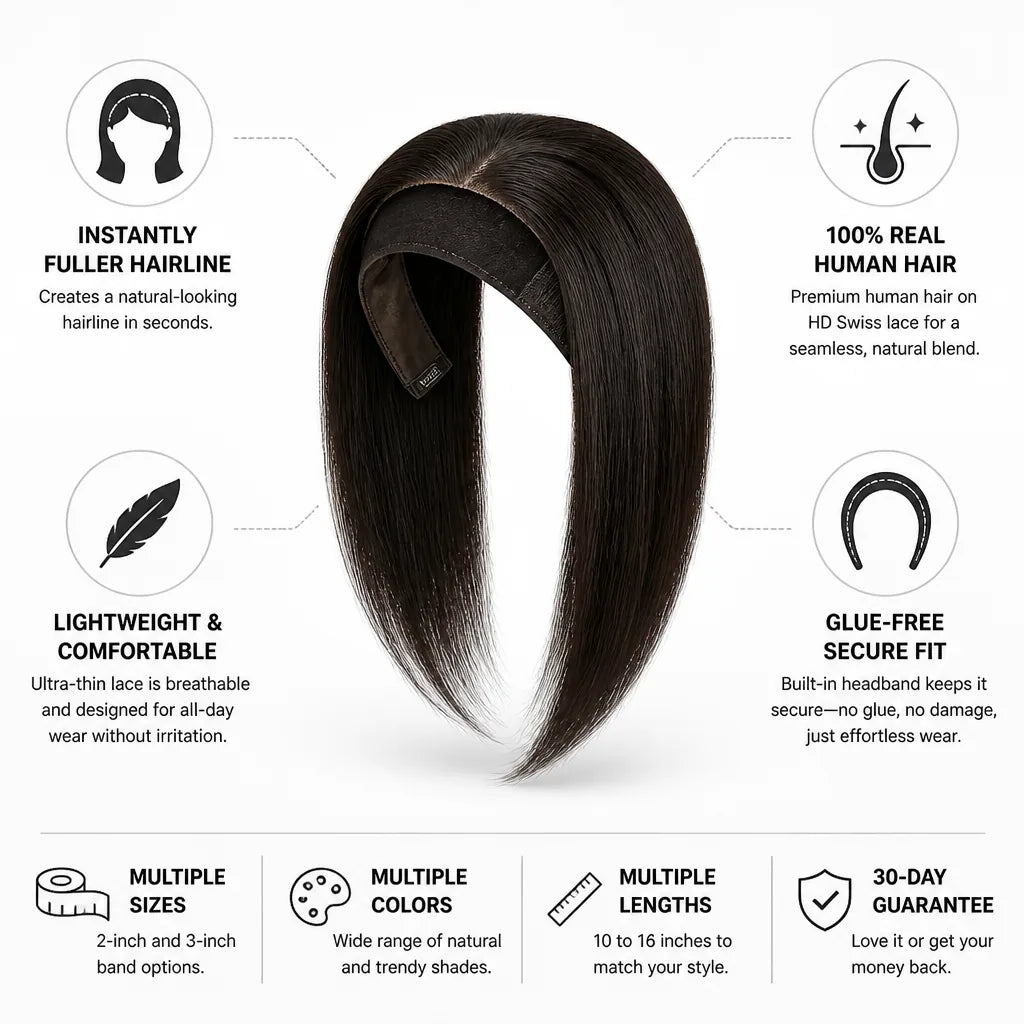 Hairline Topper 100% Human Hair HD Swiss Lace