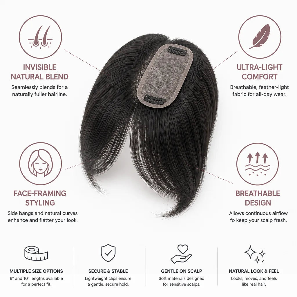 Hair Topper Invisible Natural Blend Lightweight & Breathable