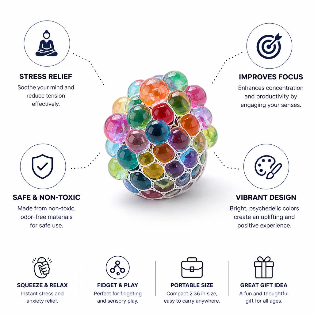Stress Ball Rainbow Kaleidoscope Non-Toxic & Odor-Free