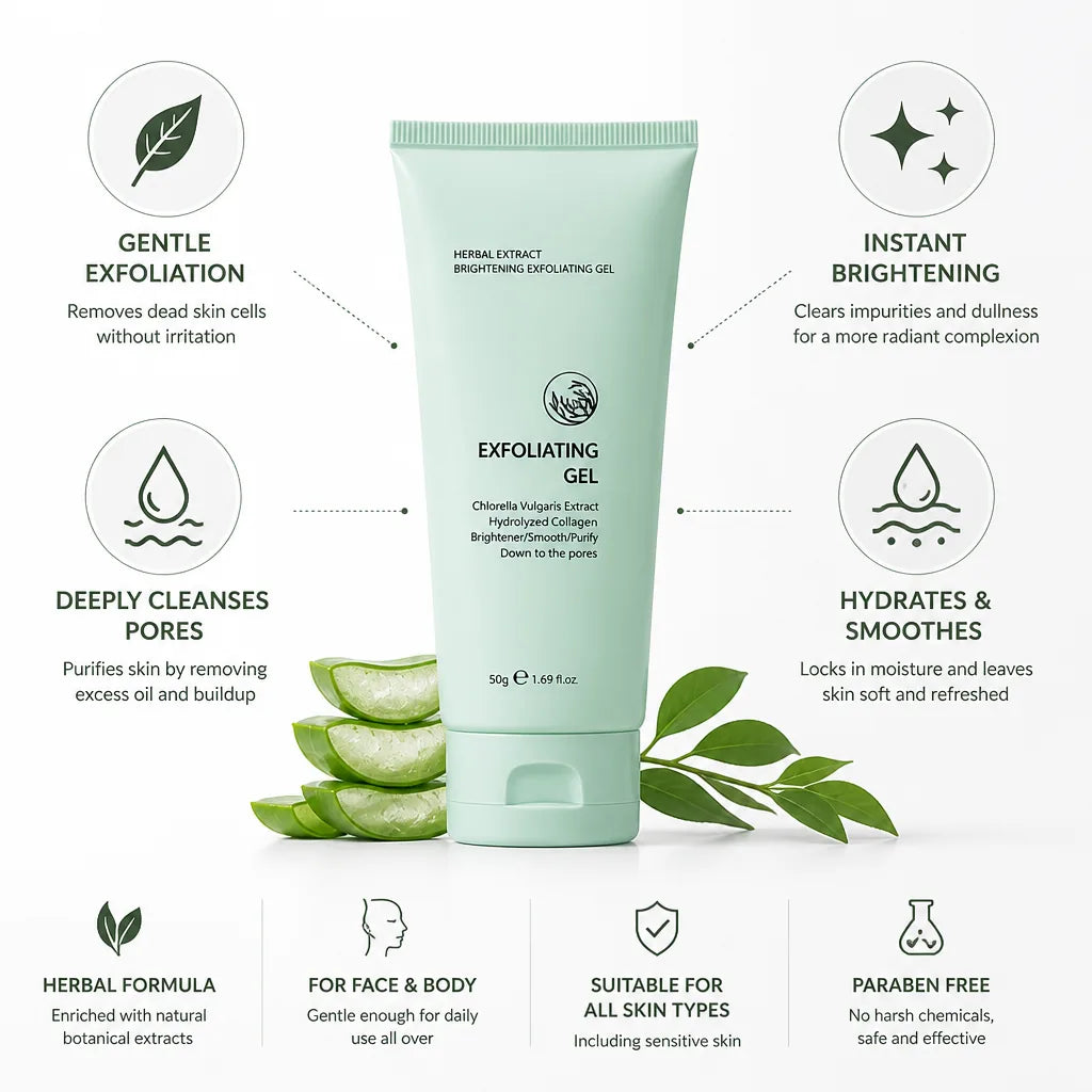 Exfoliating Gel Gentle Herbal Brightening Face & Body