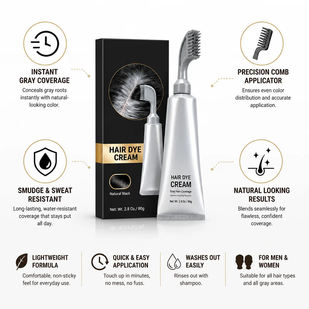 Root Touch-Up Comb Instant Gray Coverage Smudge Resistant