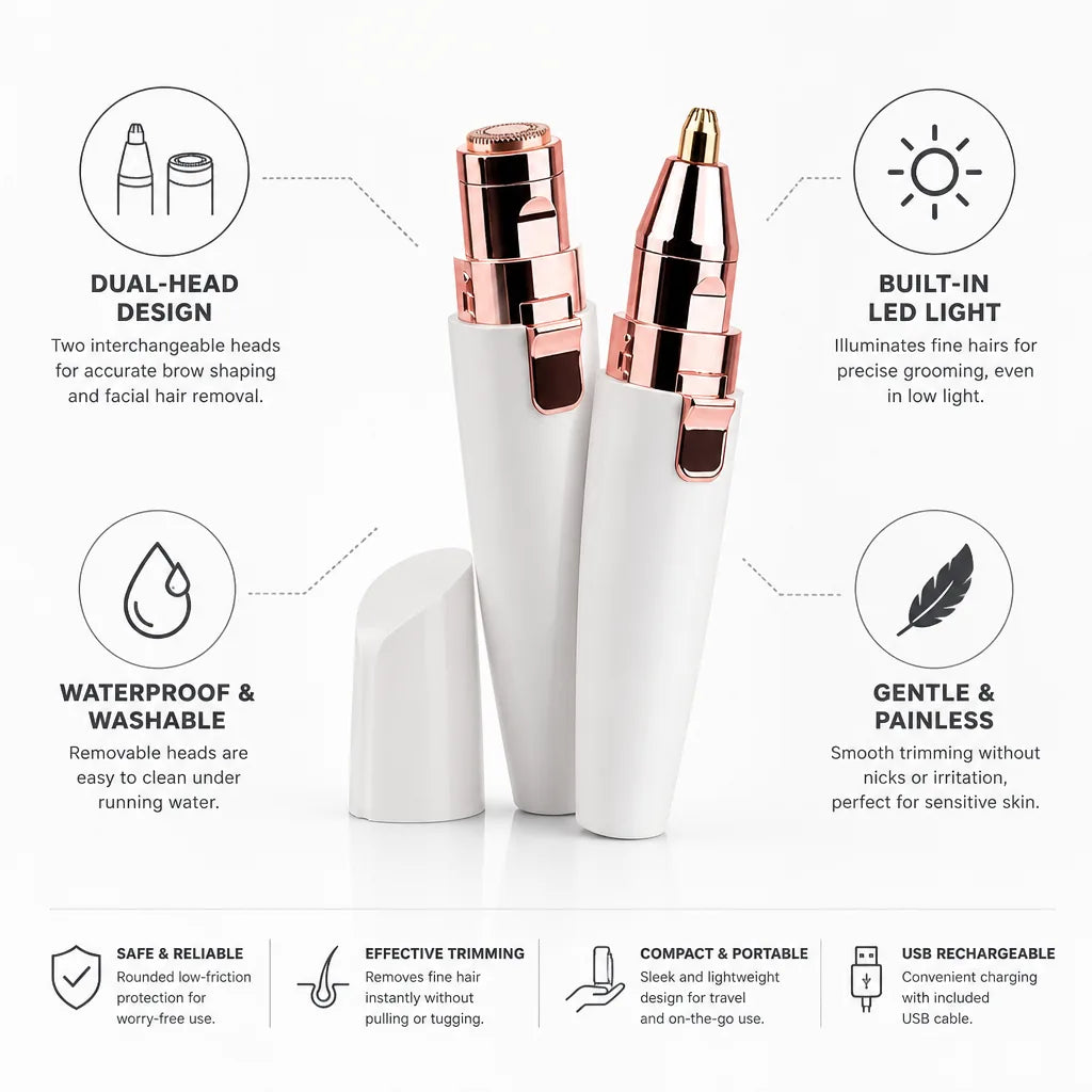 Facial Trimmer Dual-Head Waterproof LED Light