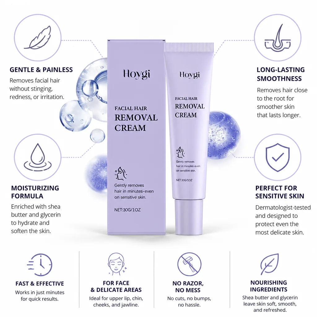 Facial Hair Removal Cream Painless Hydrating Sensitive Skin