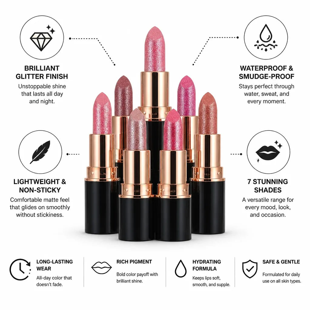 Lipstick Set Diamond-Shine Waterproof Set of 7