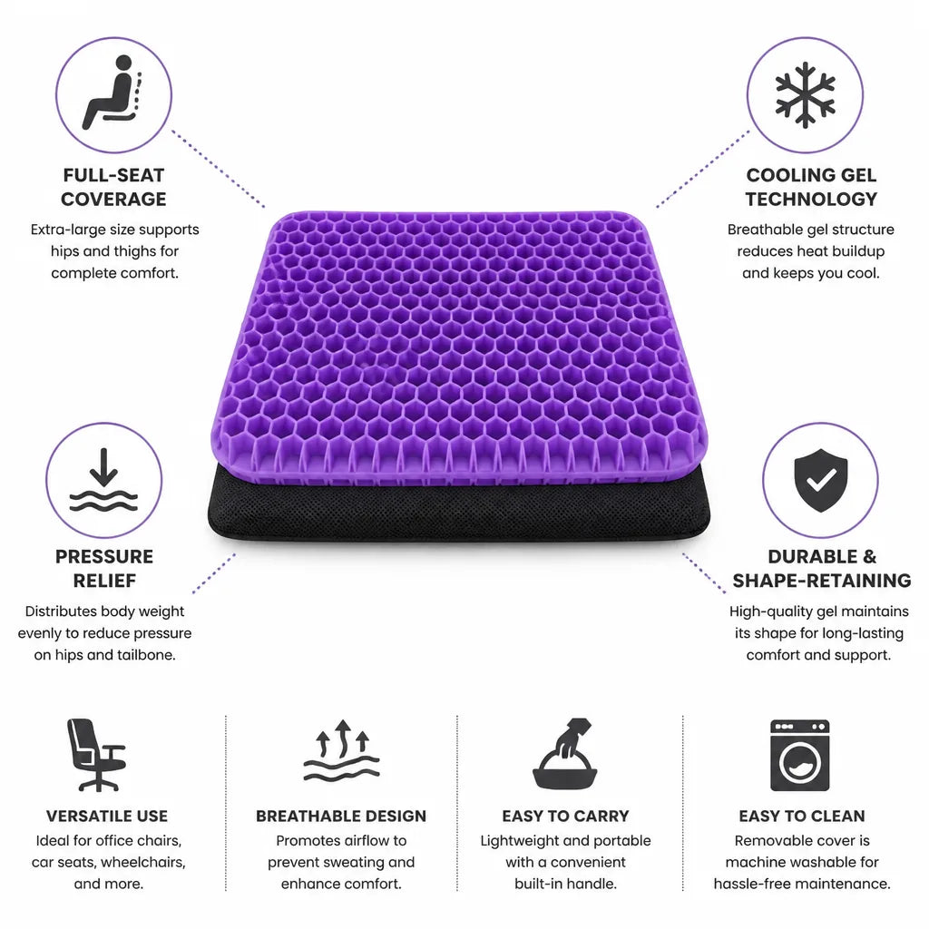 Seat Cushion Cooling Gel Full-Seat Pressure Relief