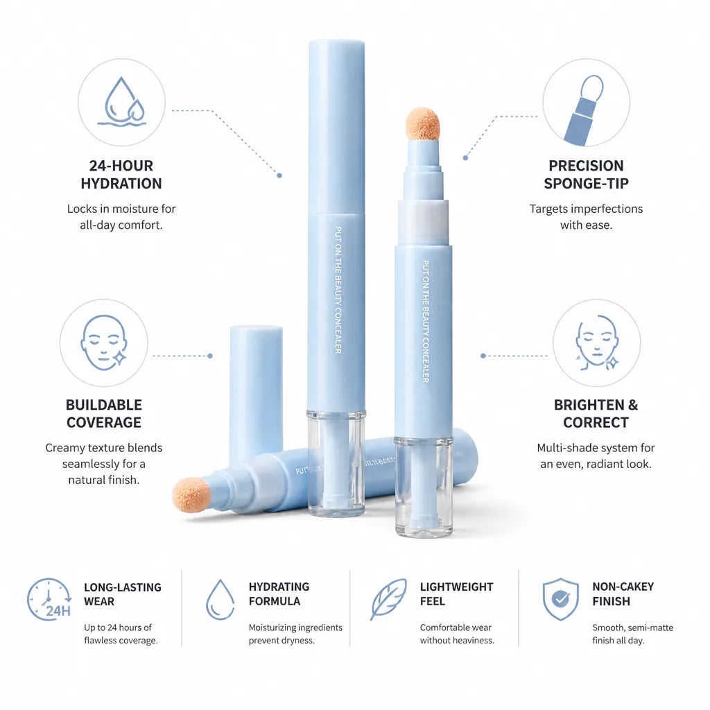 Under-Eye Concealer Pen 24-Hour Hydration Twist Pen & Sponge-Tip