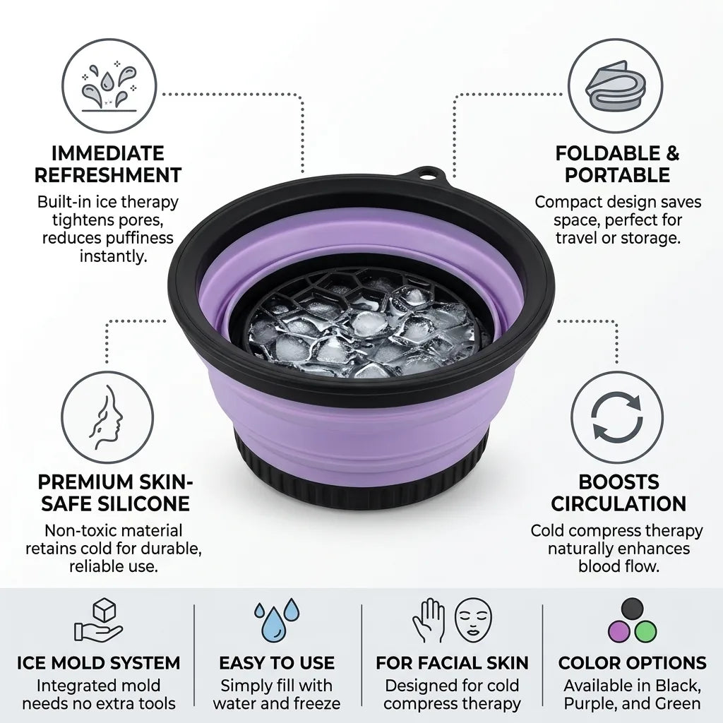 Facial Cold Compress Foldable Silicone Built-In Ice Mold