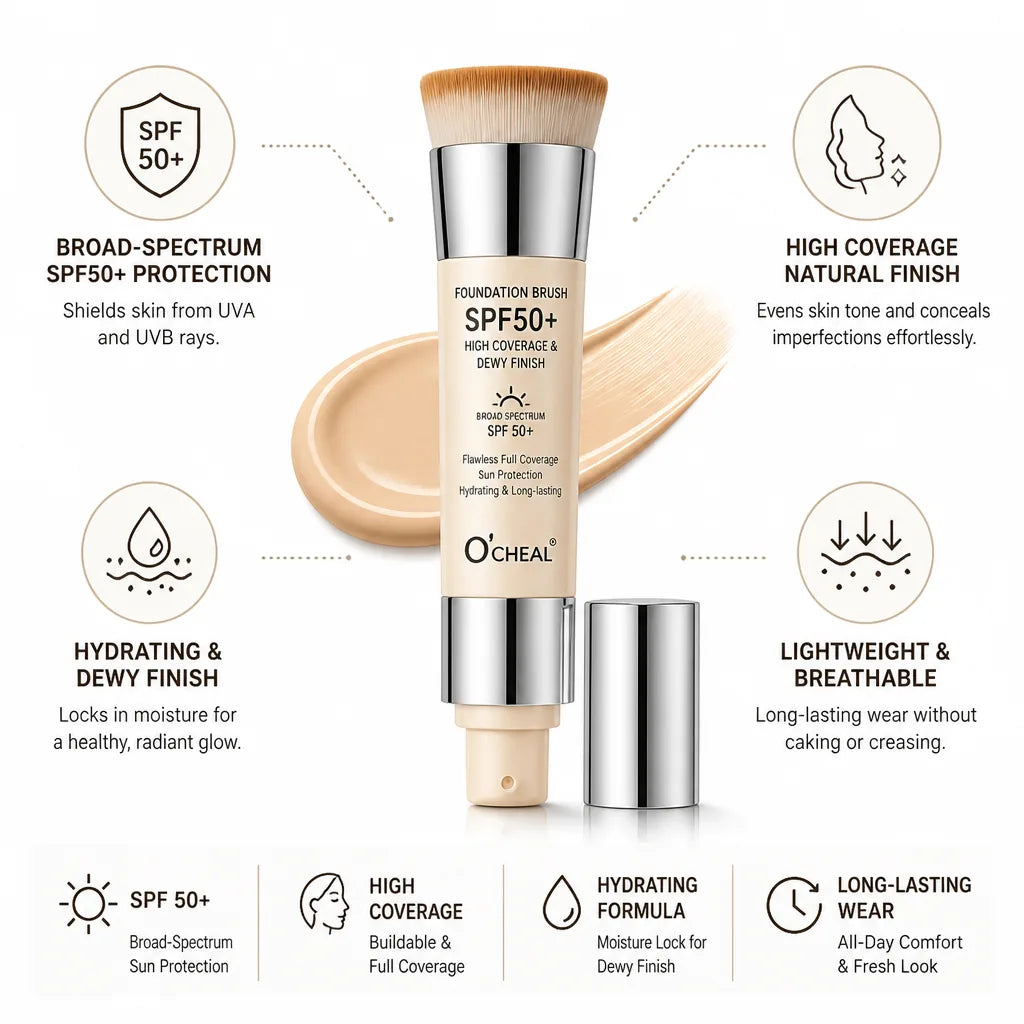 Foundation Brush SPF50+ High Coverage & Dewy Finish