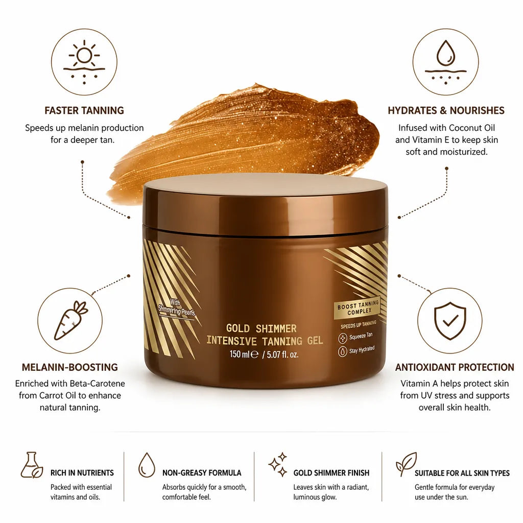 Tanning Gel Gold Shimmer Melanin-Boosting & Hydrating