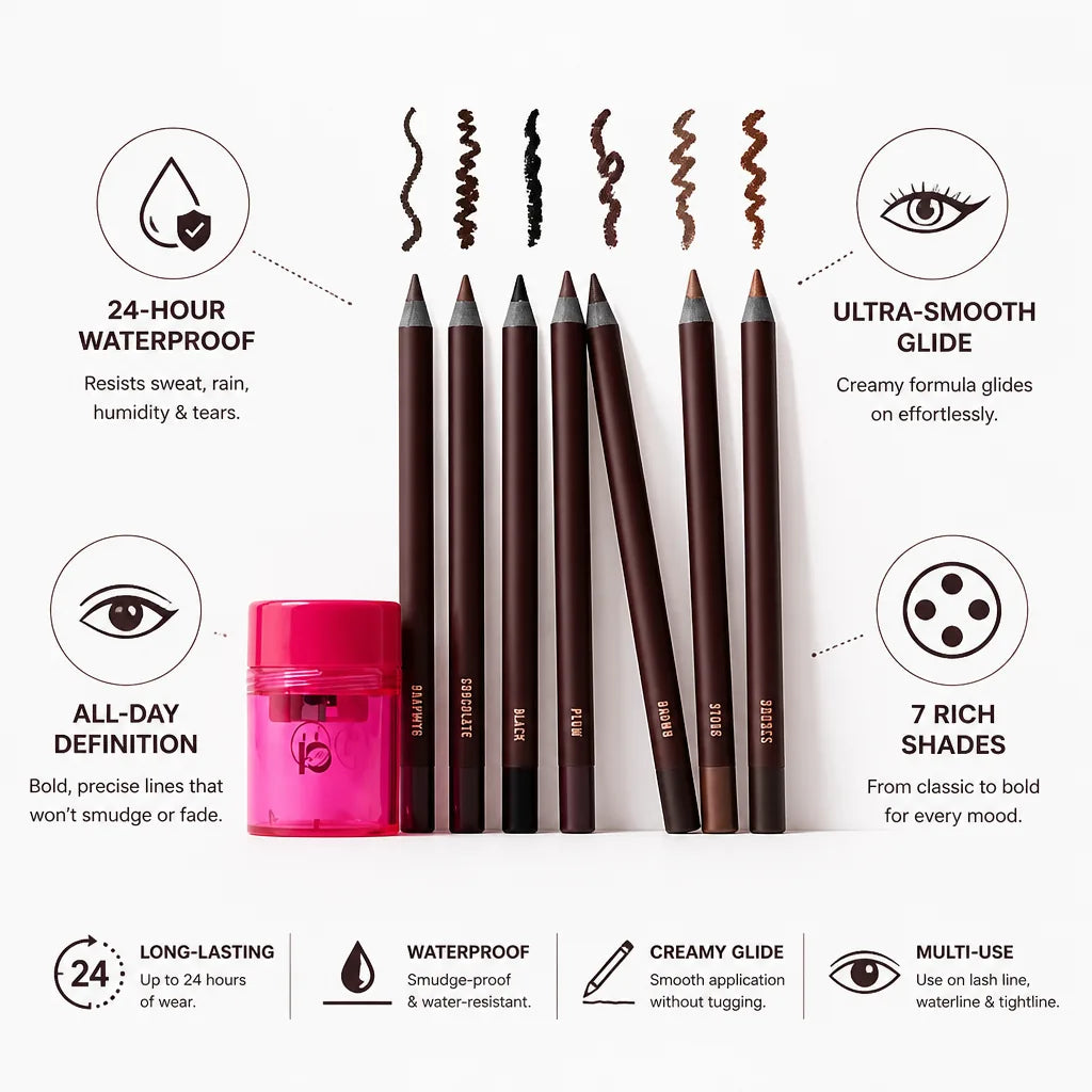 Eyeliner Pencil 24-Hour Waterproof Creamy Glide