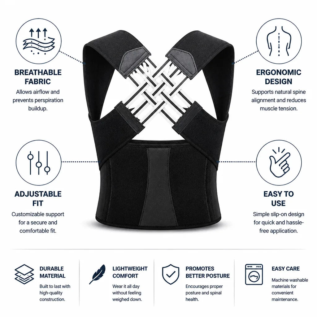 Posture Support Belt Ergonomic Breathable Adjustable