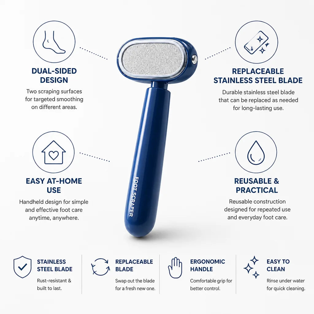 Foot Callus Remover Dual-Sided Replaceable Stainless Steel Blade