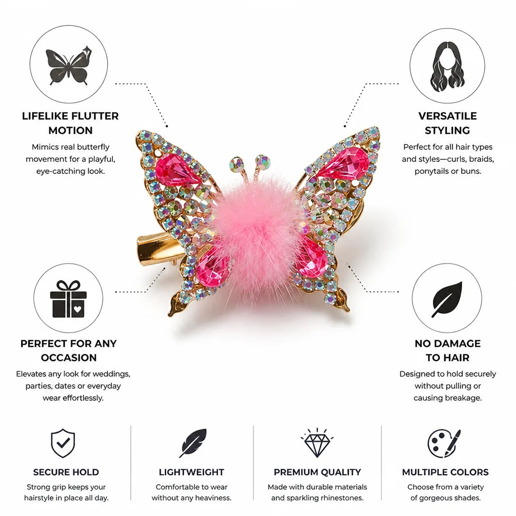 Butterfly Hair Clip Lifelike Flutter Motion No Hair Damage