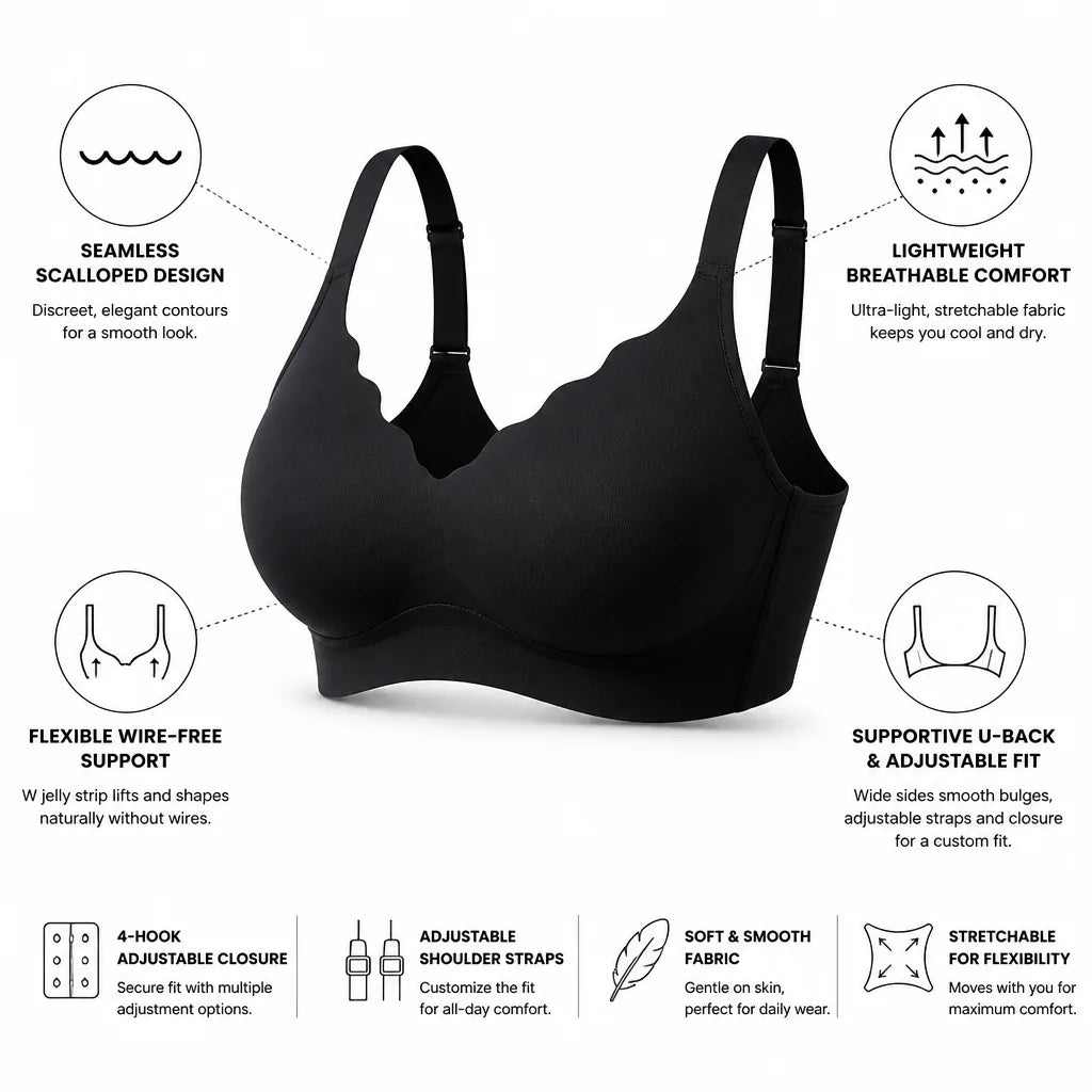Bra Seamless Scalloped Edge Wire-Free Support