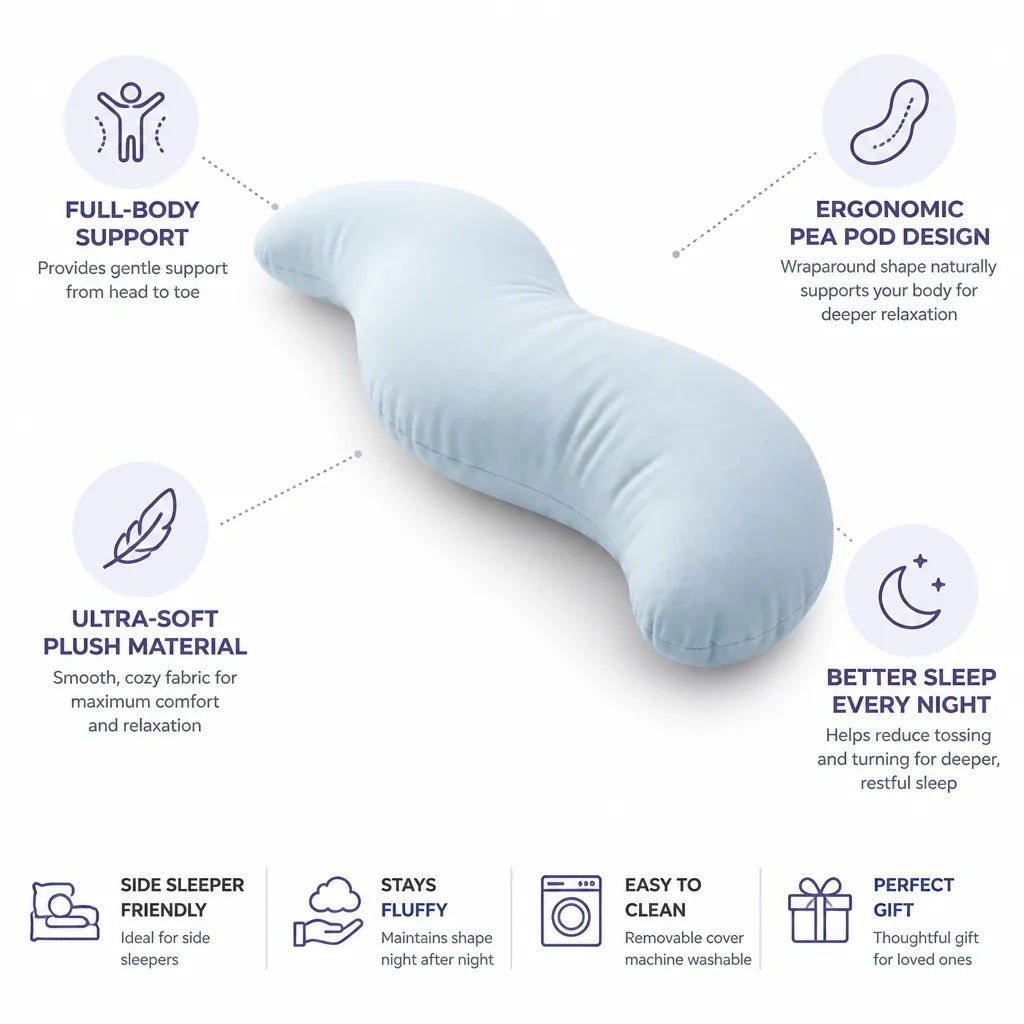 Full Body Pillow Wraparound Pea Pod Ultra-Soft Plush