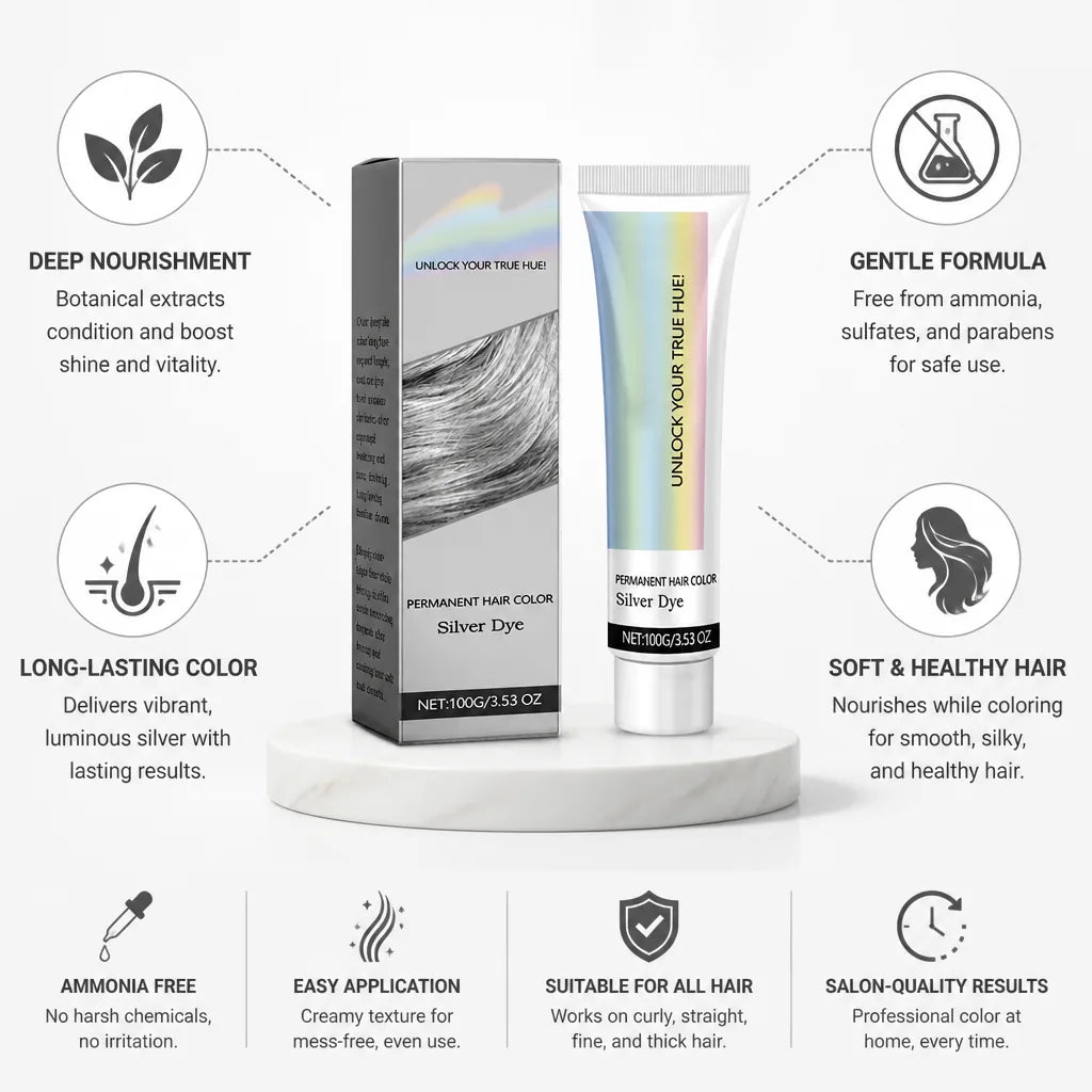 Hair Dye Silver Ammonia-Free Creamy Nourishing & Conditioning