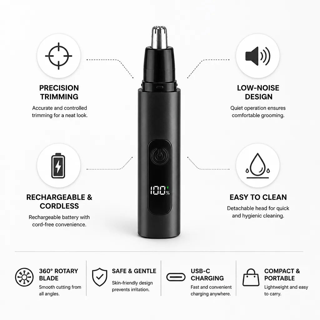 Nose Hair Trimmer Precision Rechargeable & Cordless