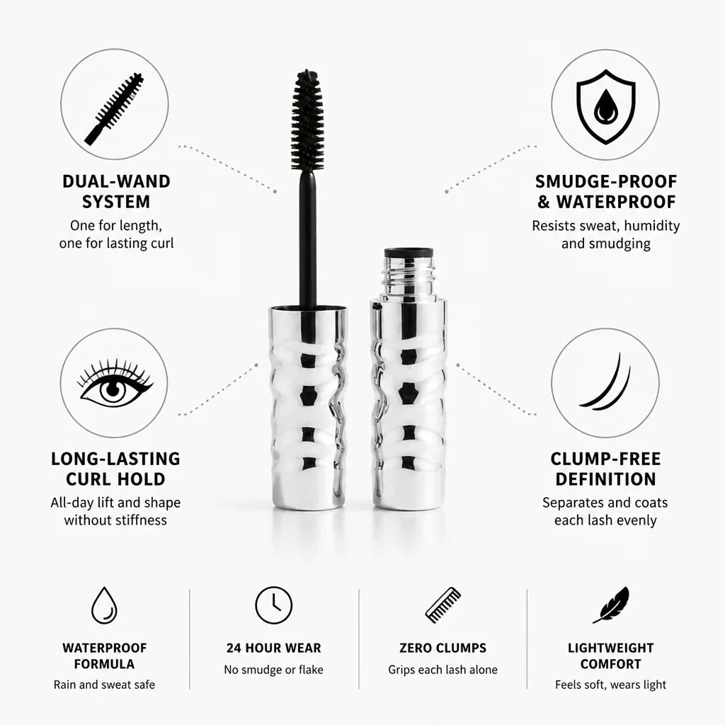 Mascara Dual-Wand Lengthening & Curling Smudge-Proof & Waterproof