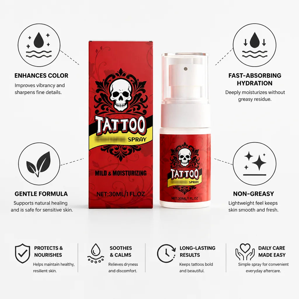 Tattoo Aftercare Spray Color-Enhancing Fast-Absorbing Non-Greasy