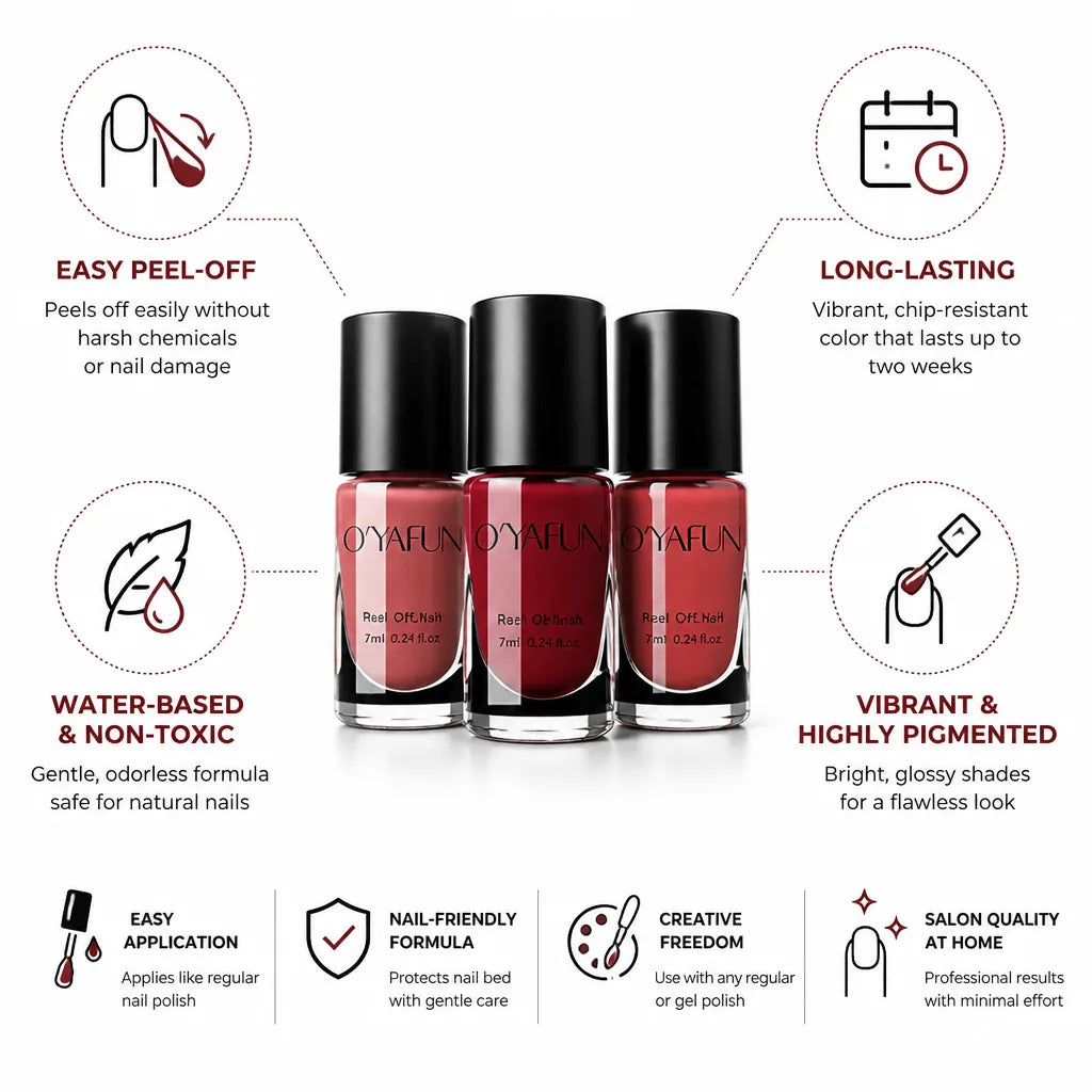 Nail Polish Peel-Off Water-Based Long-Lasting