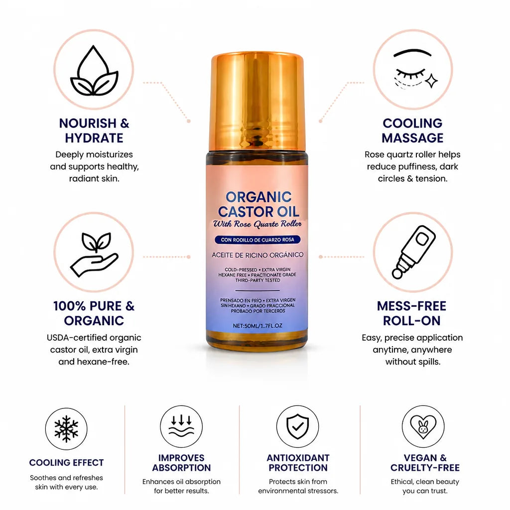 Face & Eye Roll-On Rose Quartz Organic Castor Oil