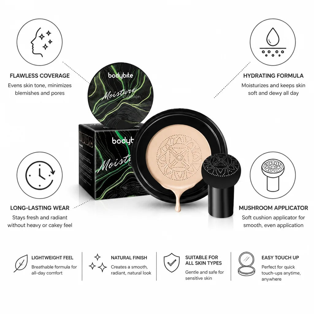 Air Cushion CC Cream Hydrating Dewy Finish Mushroom Applicator