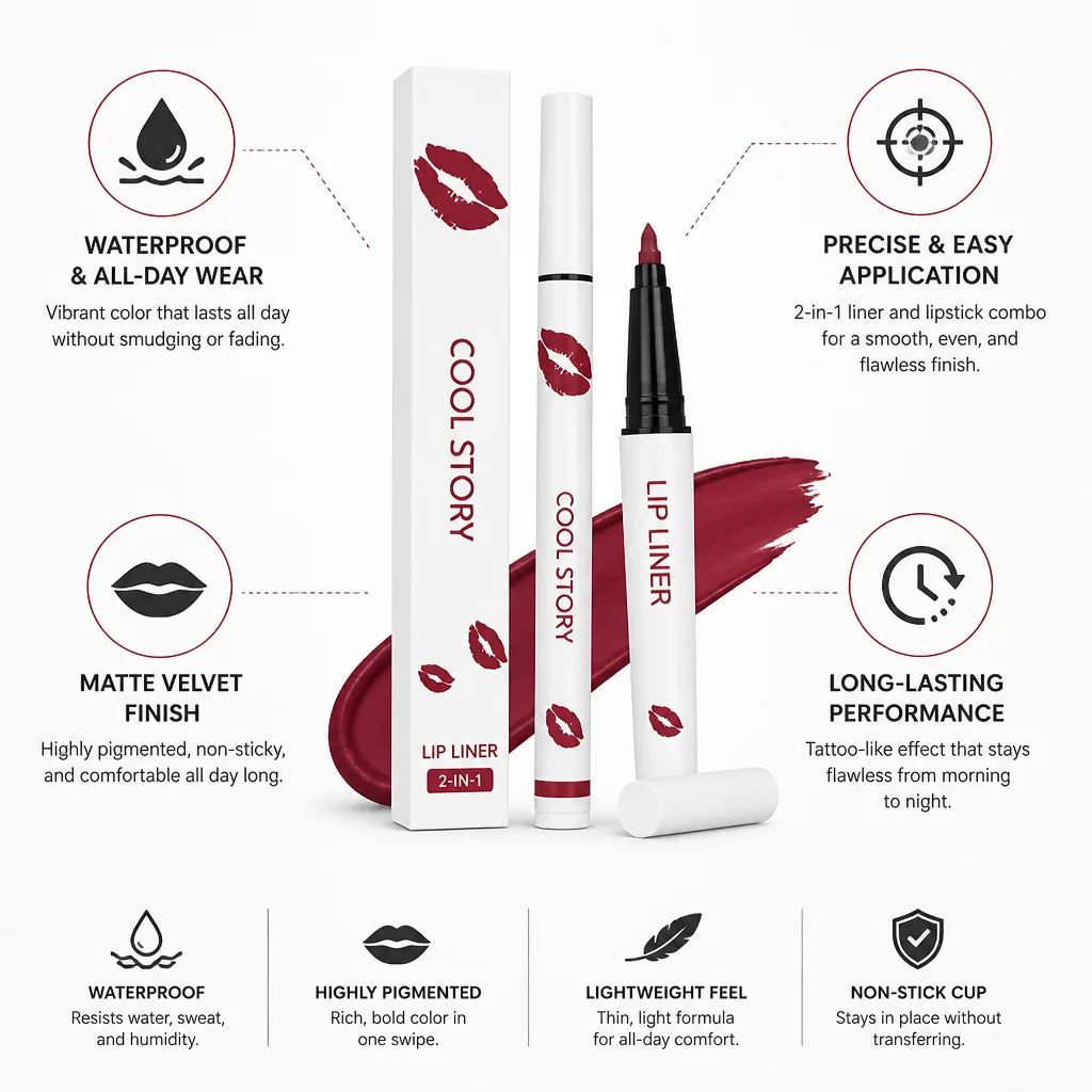 Liquid Lip Liner 2-in-1 Waterproof Matte Velvet