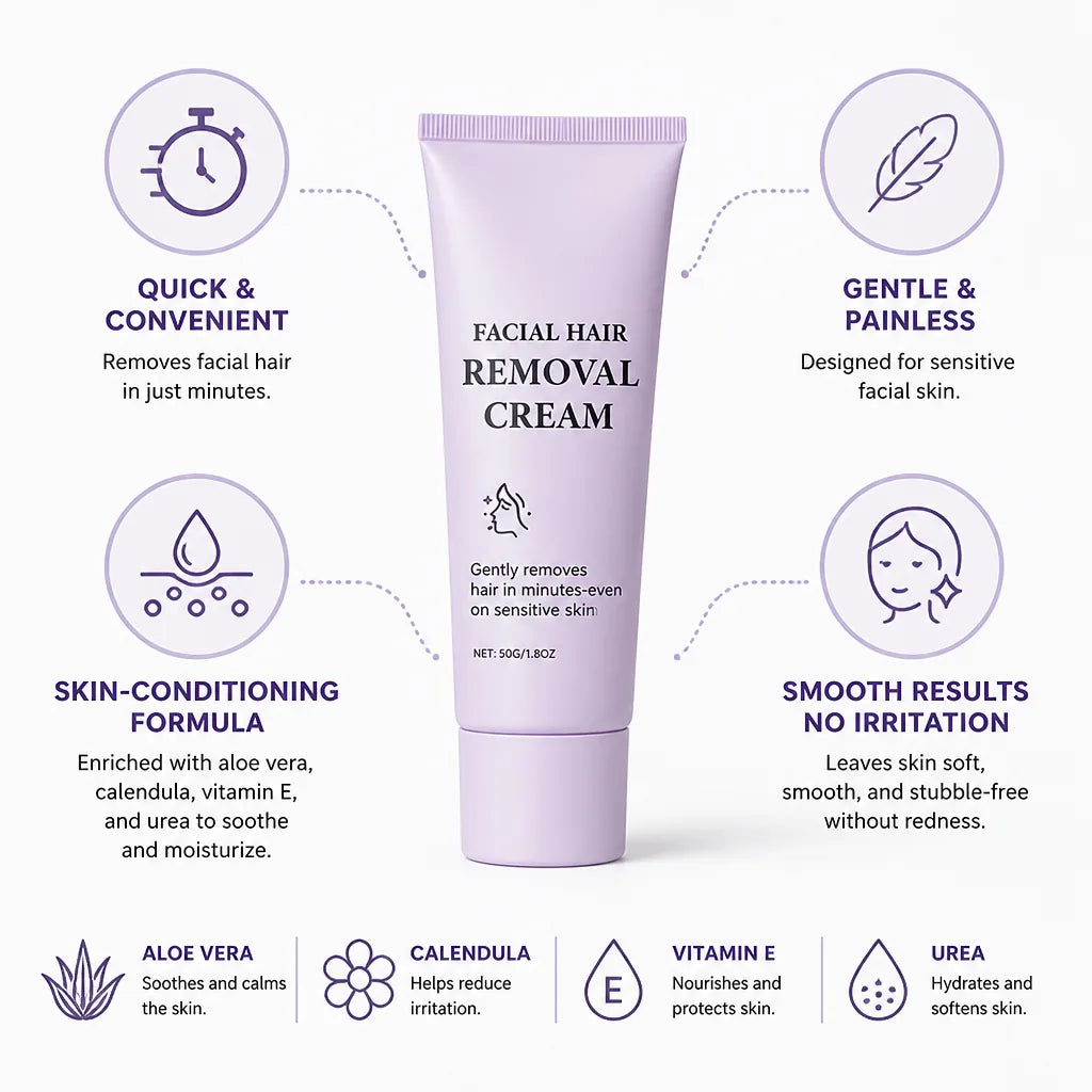 Facial Hair Removal Cream Gentle Aloe & Vitamin E