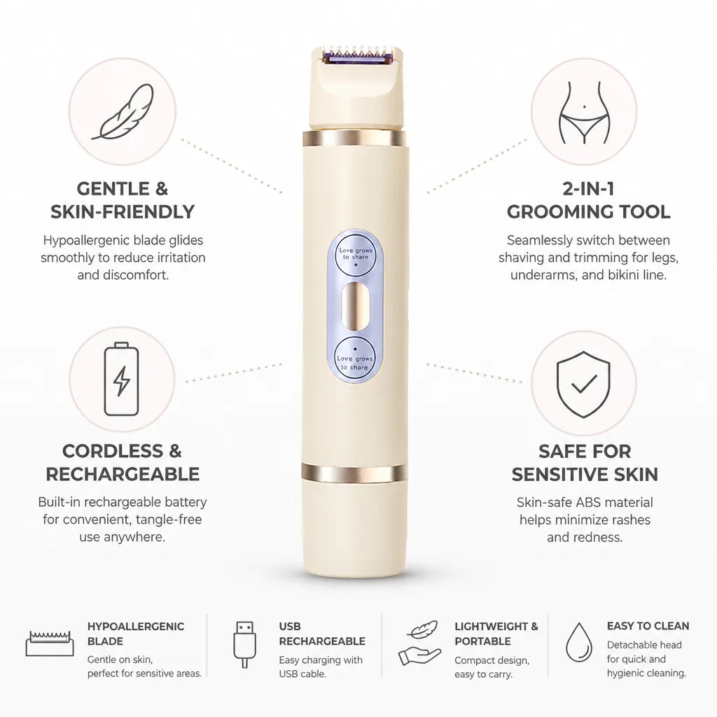 Electric Shaver 2-in-1 Cordless Sensitive Skin
