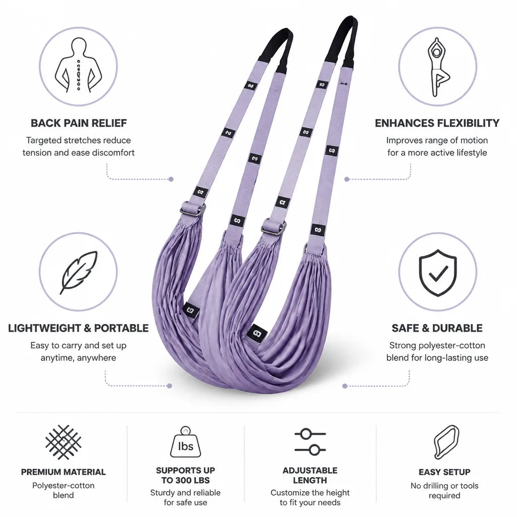 Aerial Yoga Rope Polyester-Cotton 160cm Adjustable Back Pain Relief
