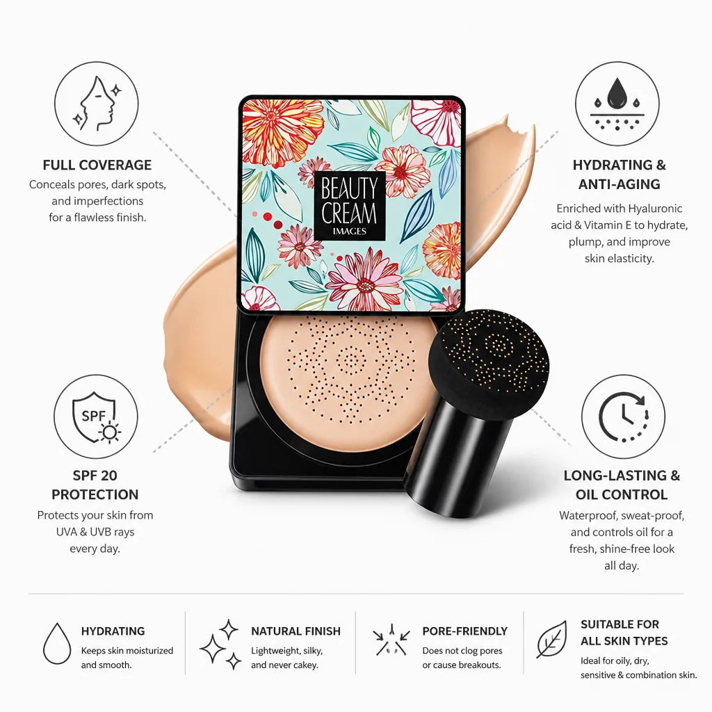 Air Cushion CC Cream Mushroom Sponge Hyaluronic SPF 20