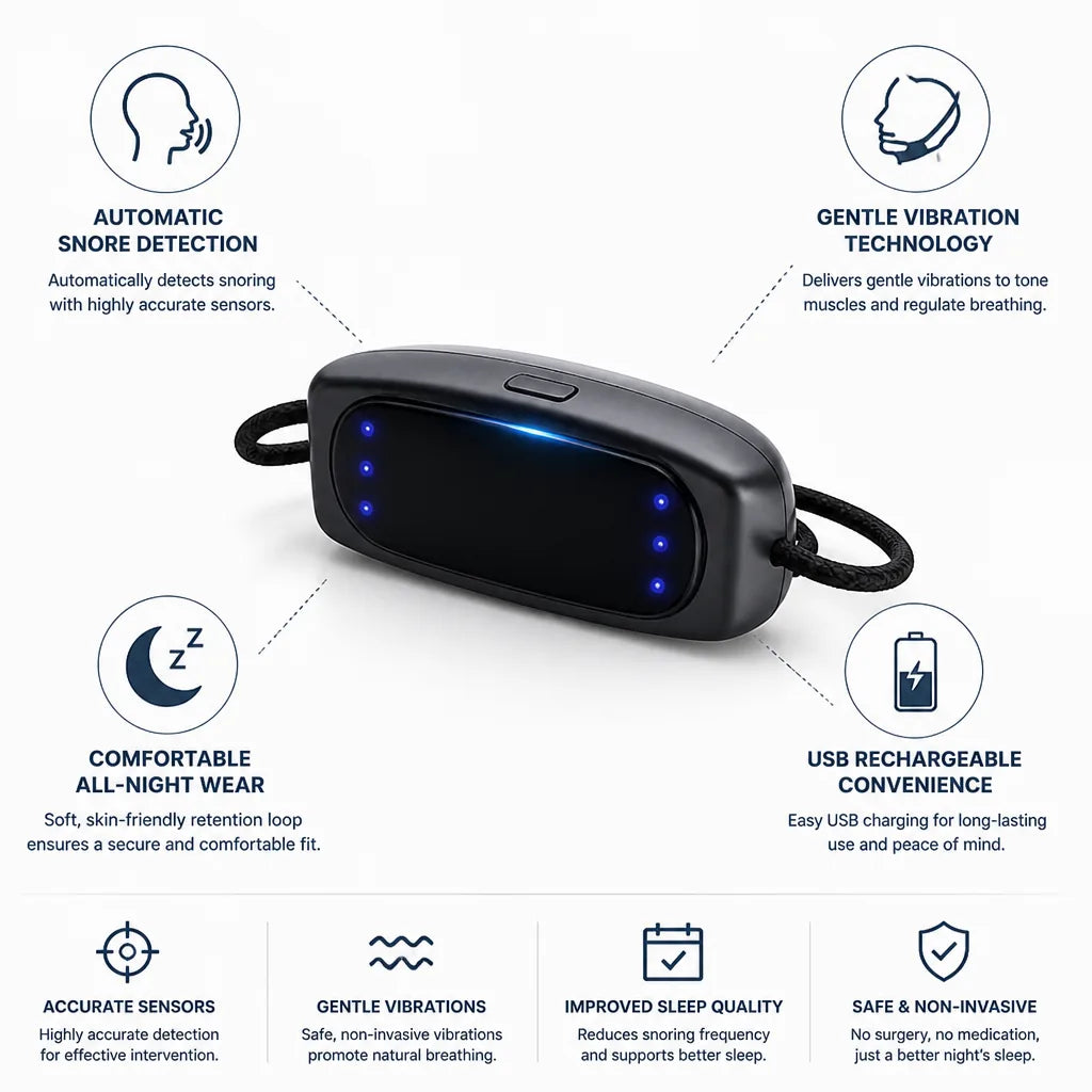 Anti-Snoring Device Automatic Detection Gentle Vibration USB Rechargeable