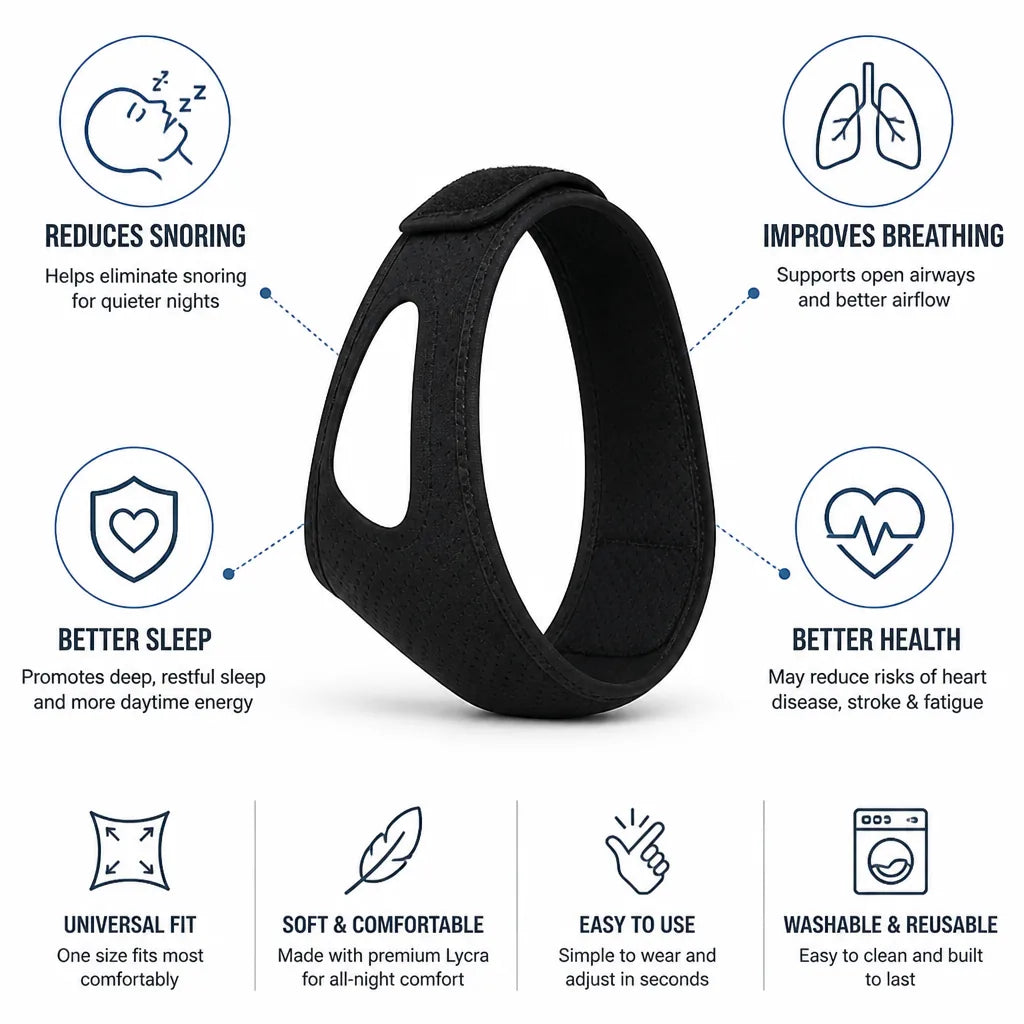 Anti-Snoring Jaw Strap Lycra Jaw-Aligning Universal Fit