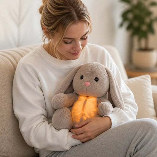 Baby Plush Bunny Breathing Night Light Battery Free