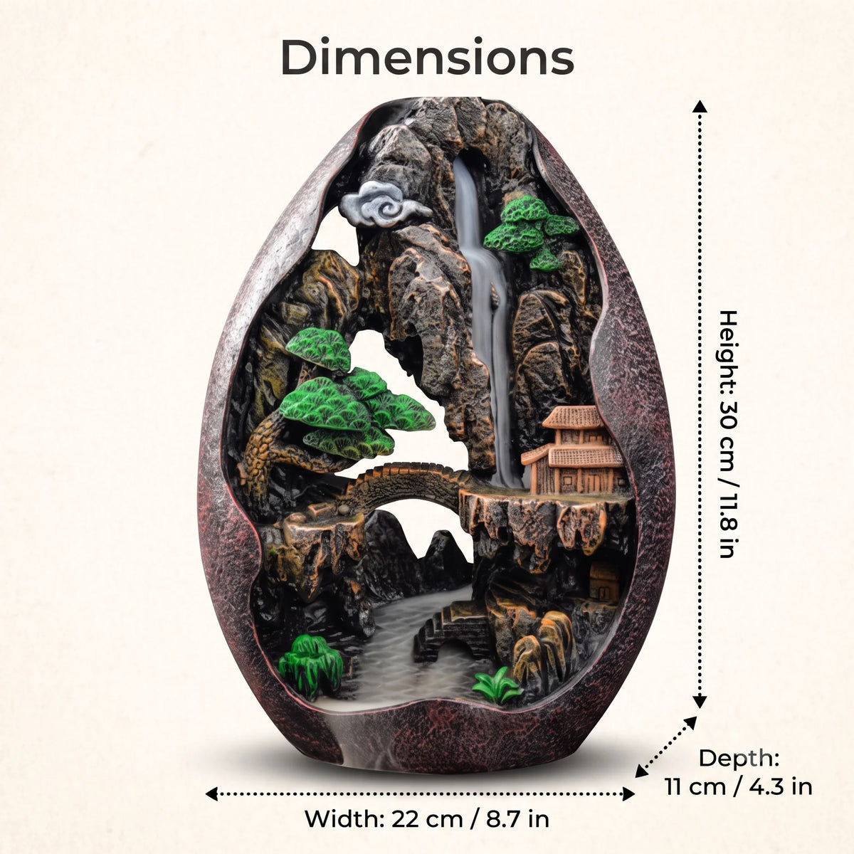 Backflow Incense Burner Mountain Landscape Resin