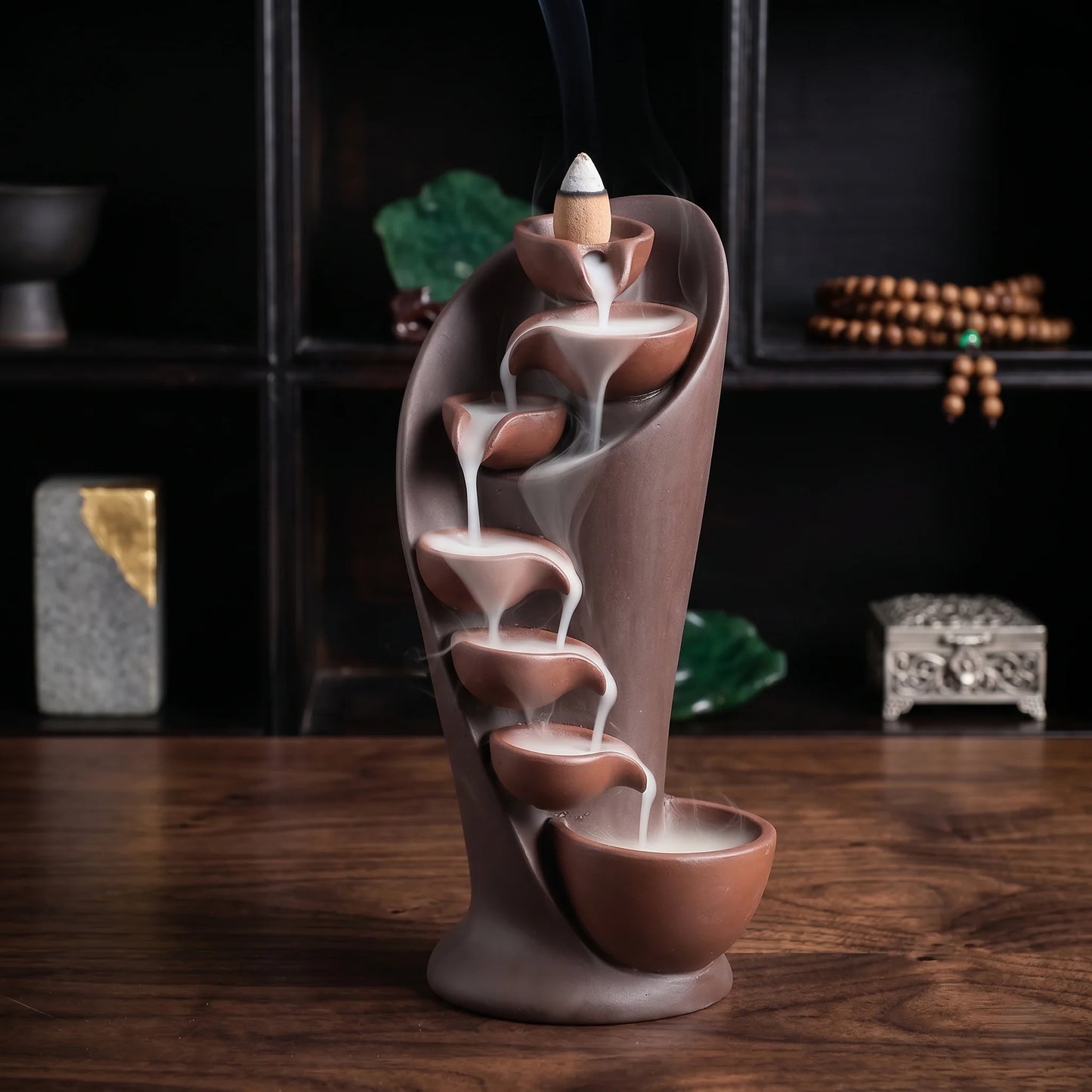 Backflow Incense Burner Waterfall Smoke Decorative Tabletop No Mess