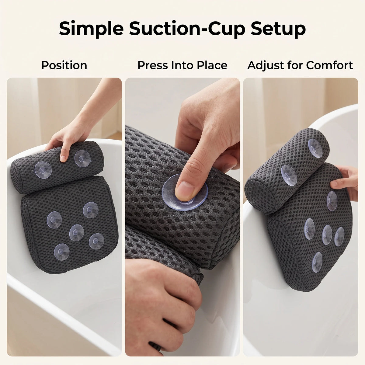 Bathtub Pillow Contoured Neck & Back Support Air Mesh