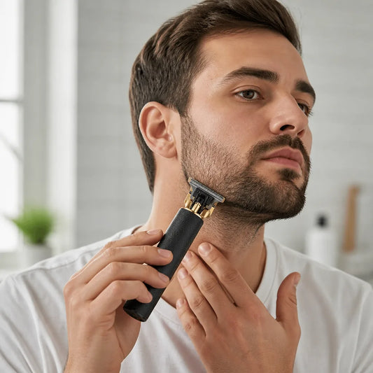 Beard Trimmer Cordless & Quiet Carbon Steel T-Blade