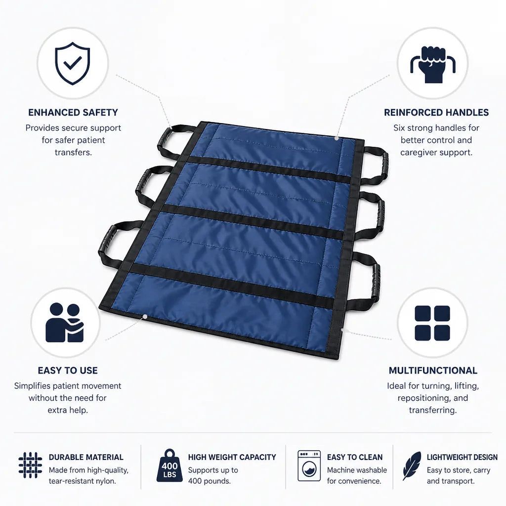 Bed Transfer Pad Six Reinforced Handles Safer Patient Transfers