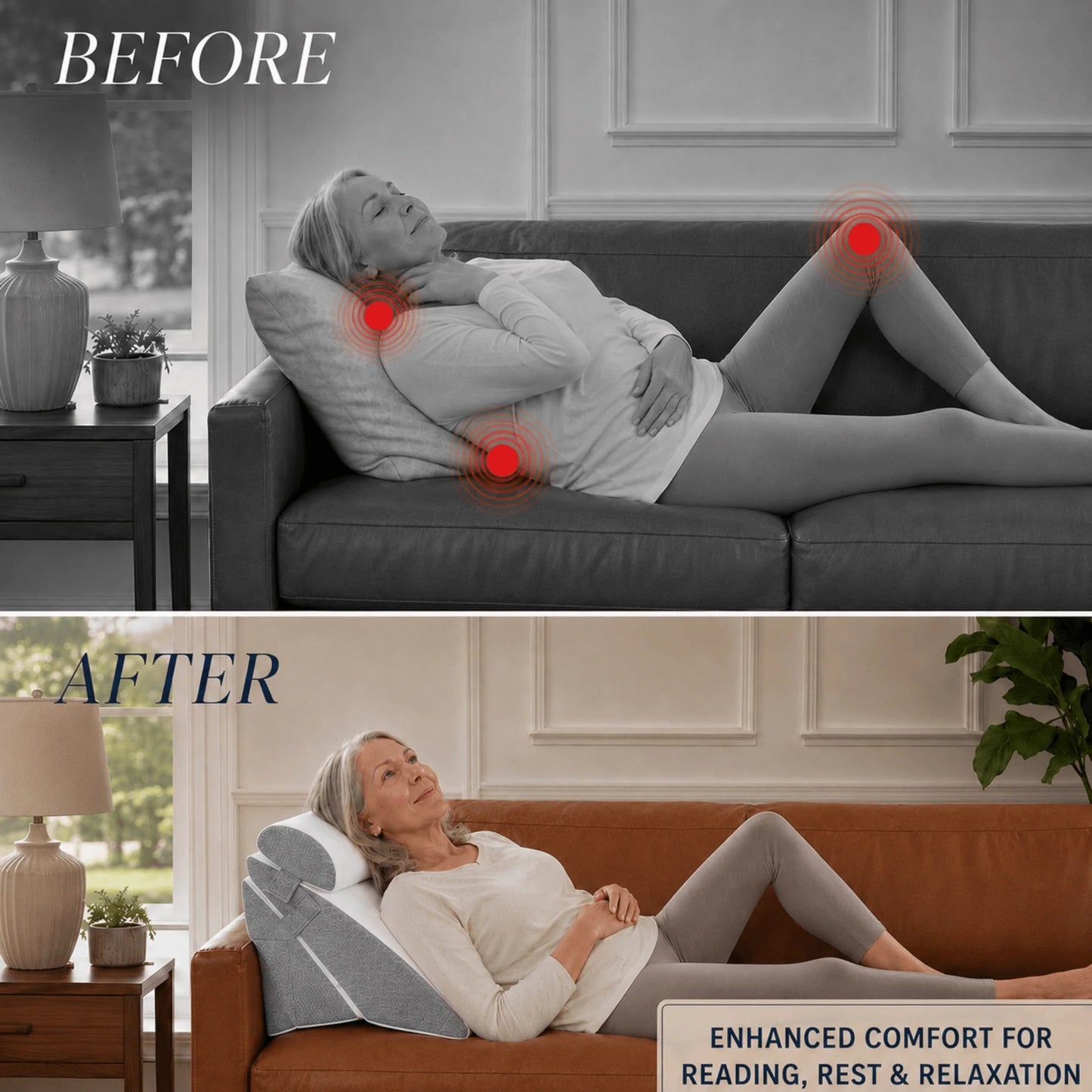 Bed Wedge Pillow Set Adjustable Memory Foam Breathable Cover