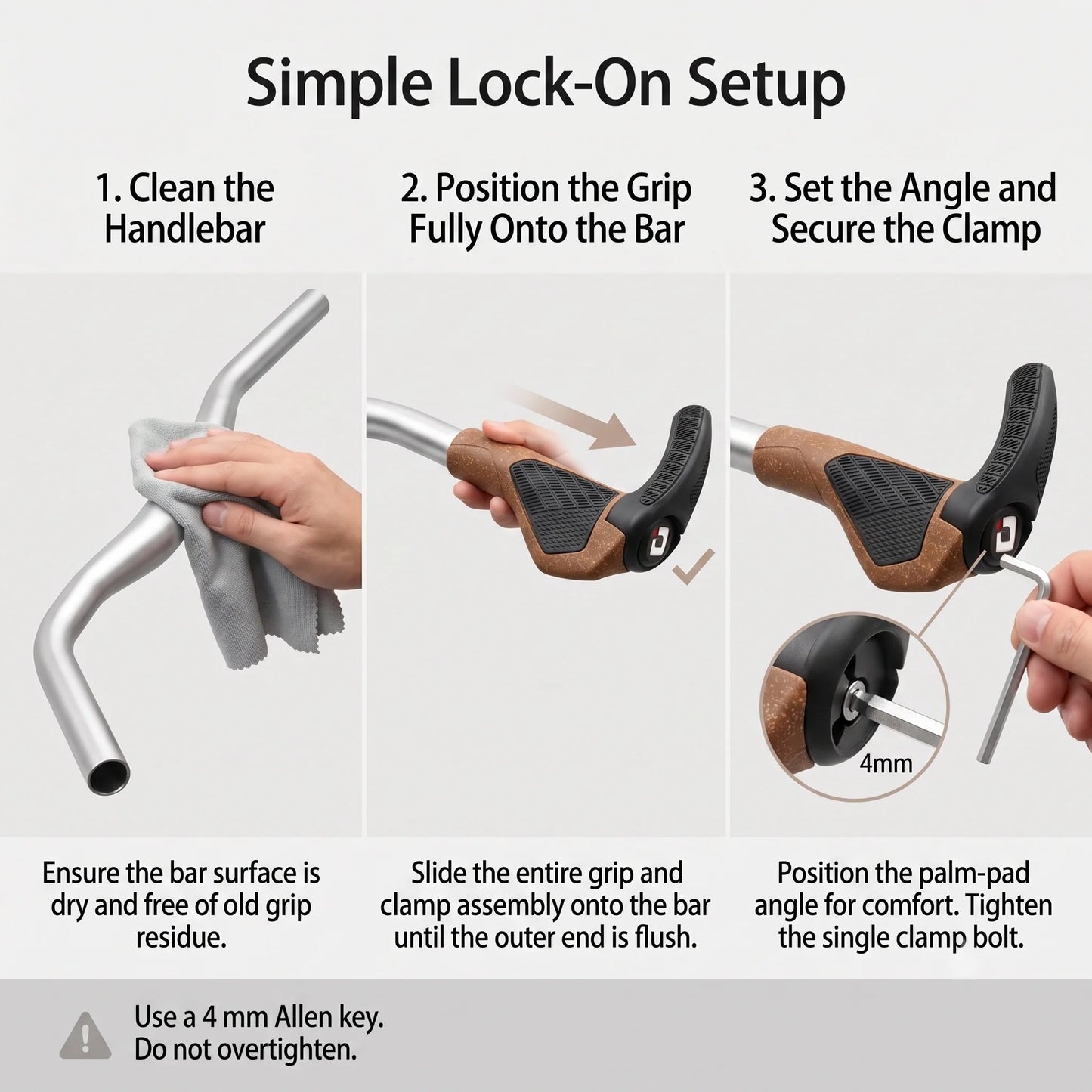 Bicycle Grips Ergonomic Lock-On & Adjustable Bar Ends
