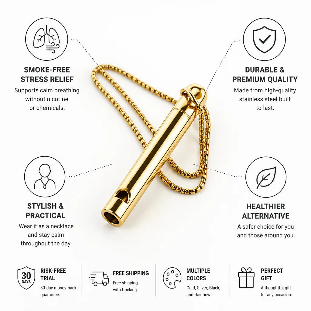 Breath Necklace Stainless Steel Smoke Free Stress Relief