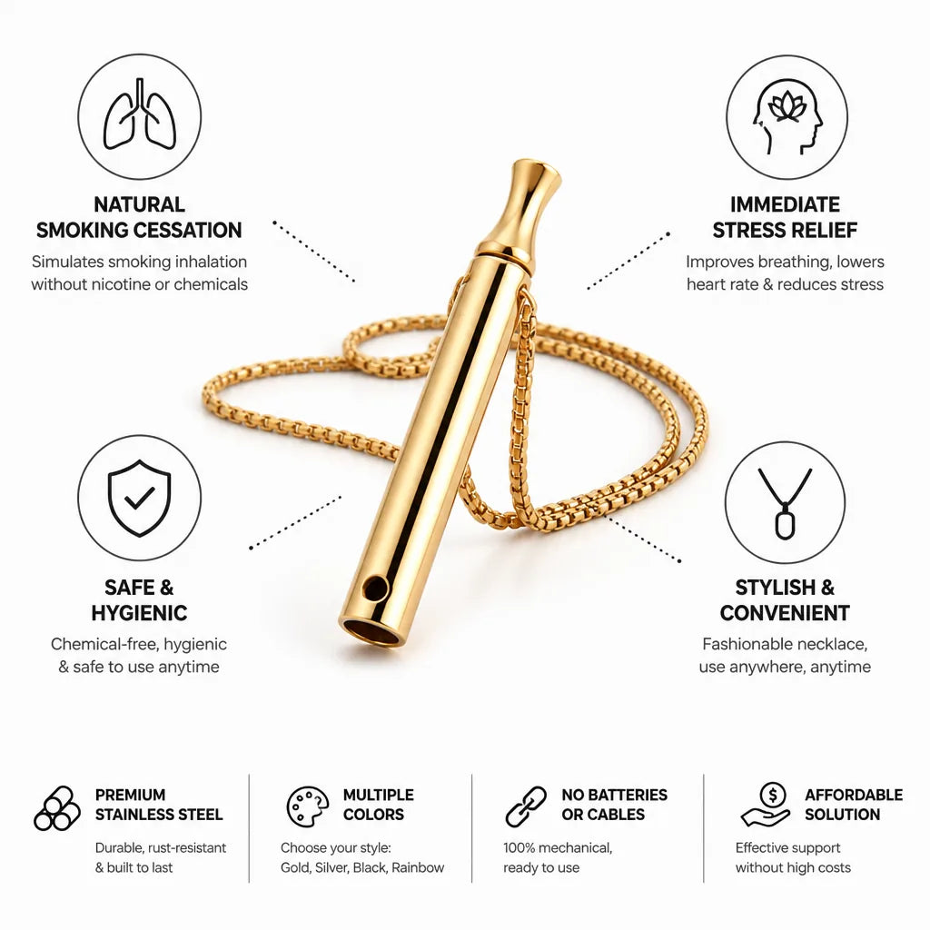 Breathing Necklace Stainless Steel Stress Relief & Smoking Cessation